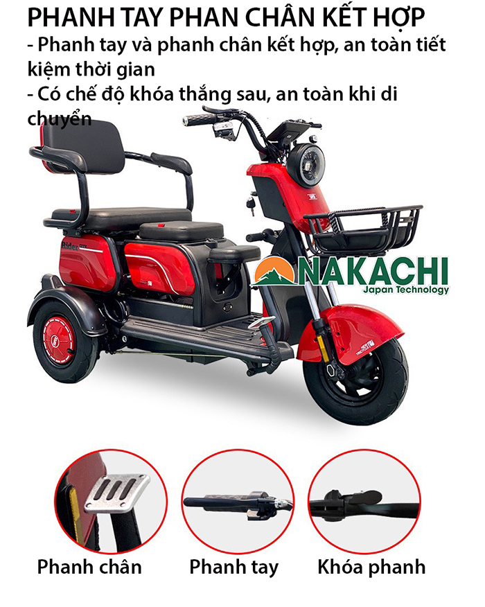 hệ thông phanh an toàn XE ĐIỆN 3 BÁNH NC-X03